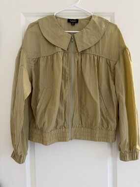 GOGO Olive Green Zip-Front Bomber Jacket